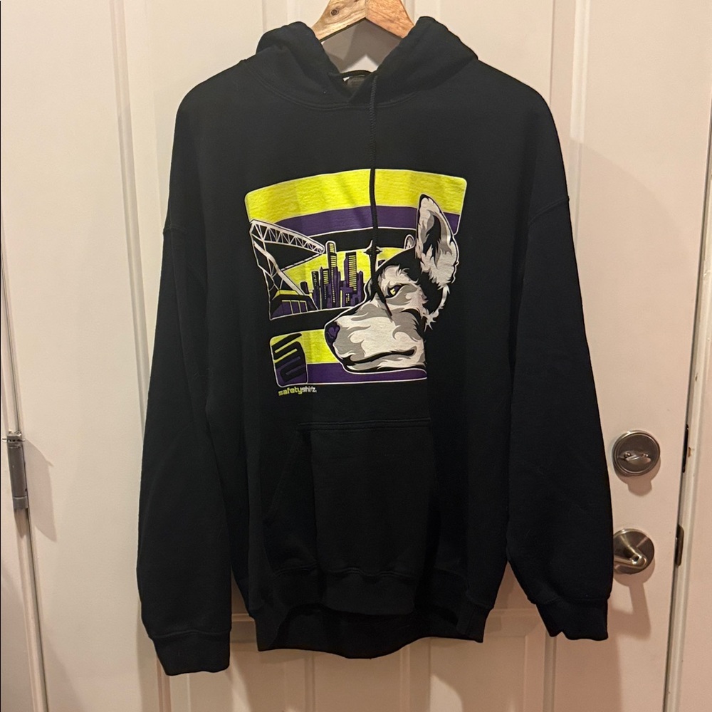 Black Safety Shirtz Graphic Hoodie with Urban Design